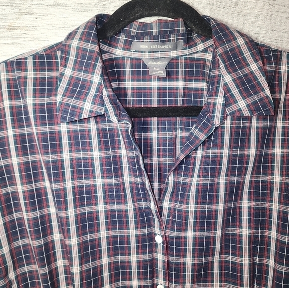 Eddie Bauer 2XL Plaid 3/4 Sleeve - Picture 3 of 9